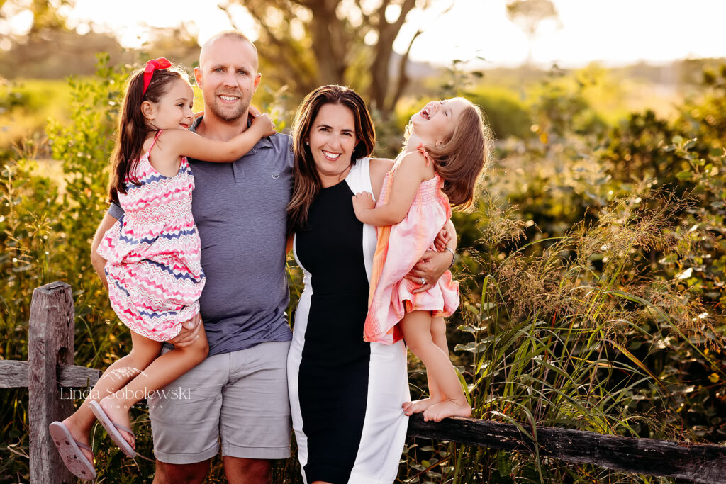 beautiful family of four at the beach, CT Family photographer