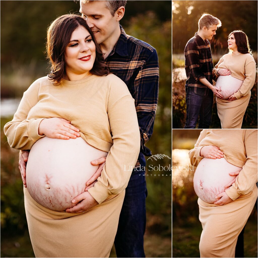 pregnant woman showing her belly, Maternity Session in Connecticut