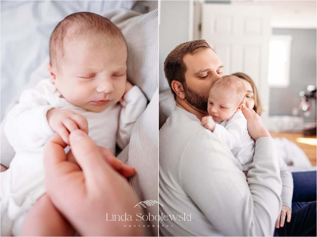 father holding his newborn baby girl, Branford Baby photo session