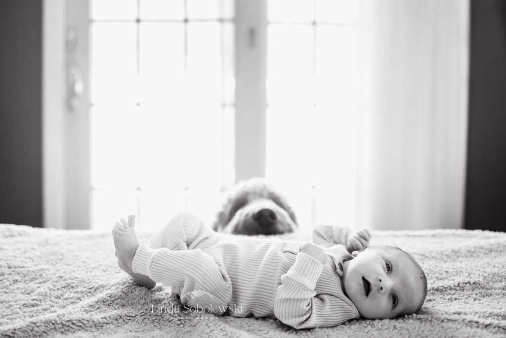 baby laying on the bed, Old Saybrook and Westbrook photographer