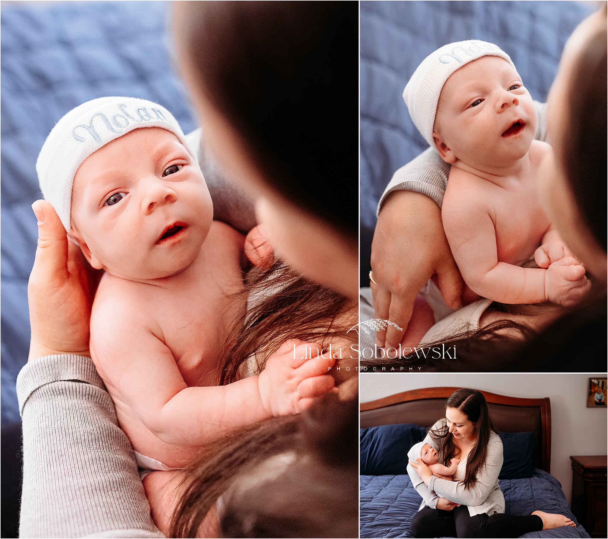 newborn baby boy with white hat, New Haven, CT photographer