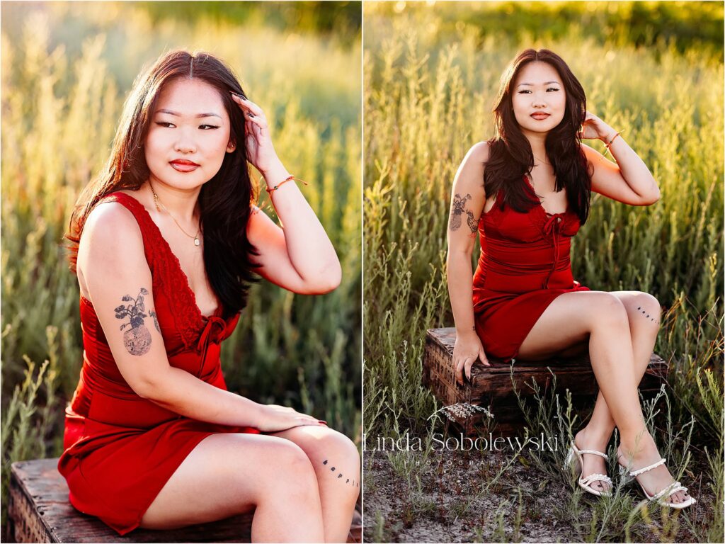 girl in red dress, CT Senior photographer