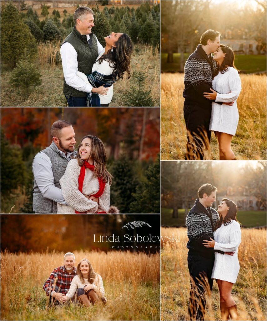 beautiful couples at a tree farm, What to wear for your tree farm session