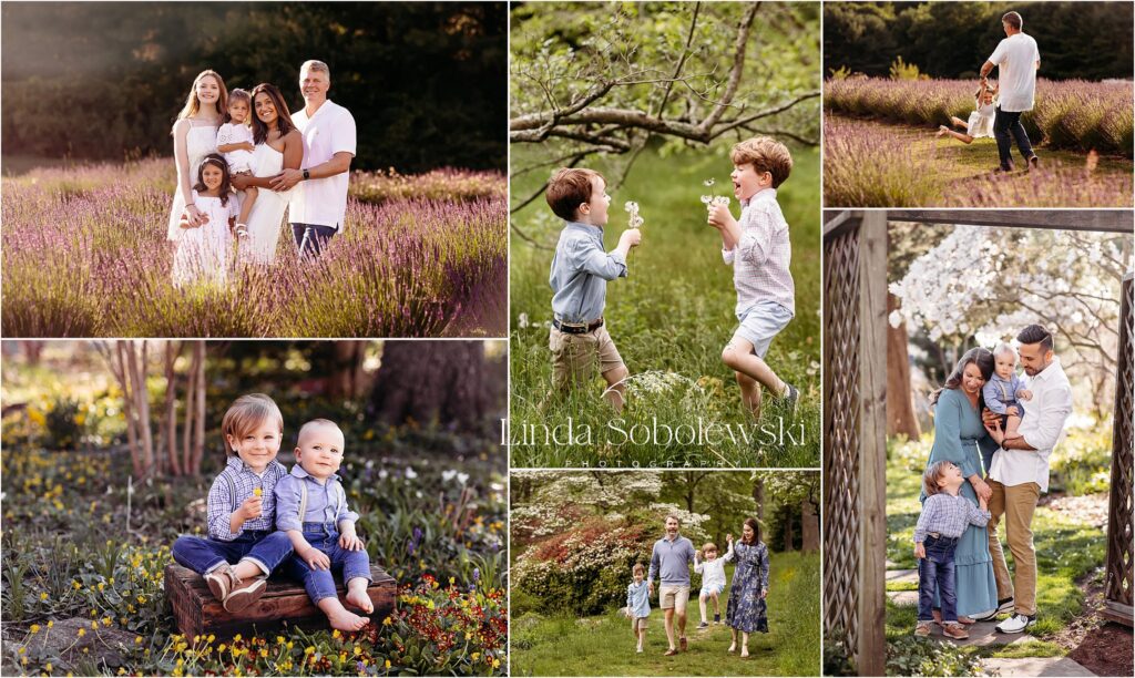 adults and children playing in wildflowers, CT Best family photographer,2024 Session Superlatives