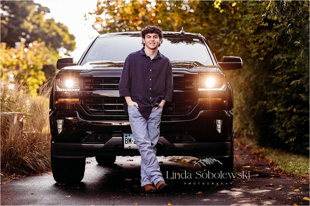 teenage boy leaning against his truck, 2024 client superlatives for CT Best photographer