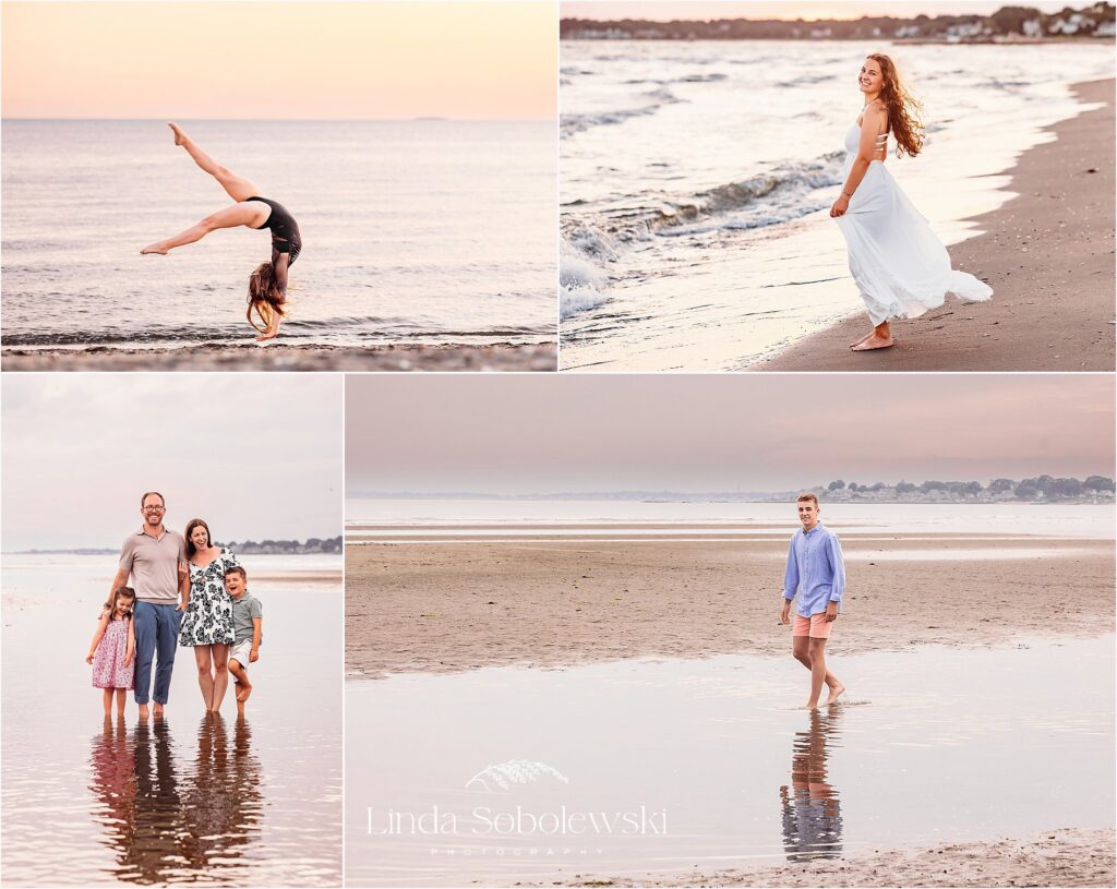 seniors at the beach during sunset, Madison CT Senior photographer