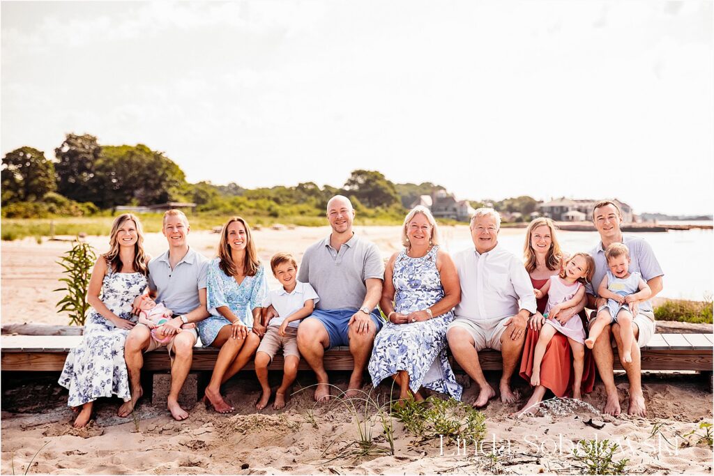 multigenerational family photo shoot on the beach in Old Lyme, CT