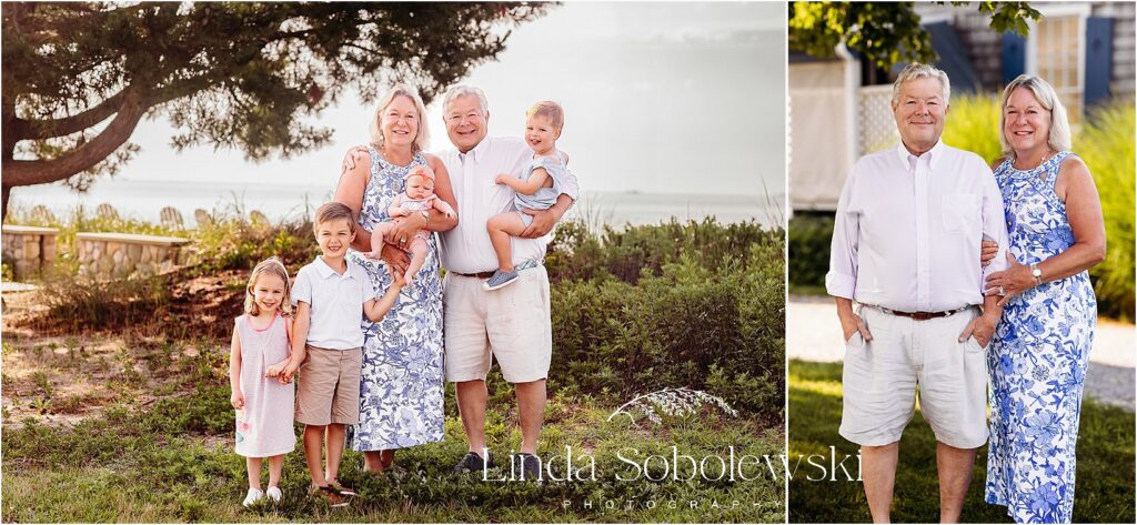 grandparents with their grandchildren at the beach, Multi-generational family photo shoot at the beach