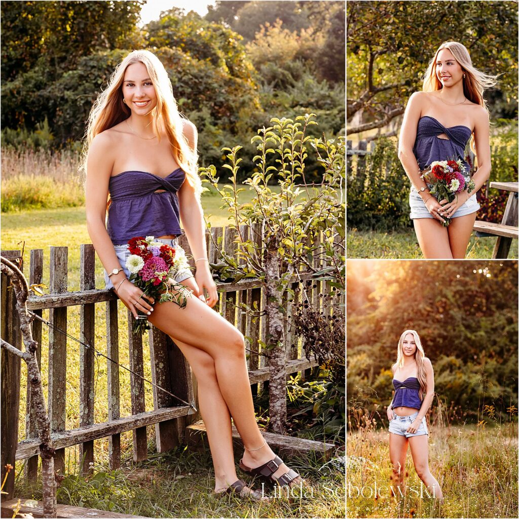 tall girl with blonde hair at a park, CT Senior photography session