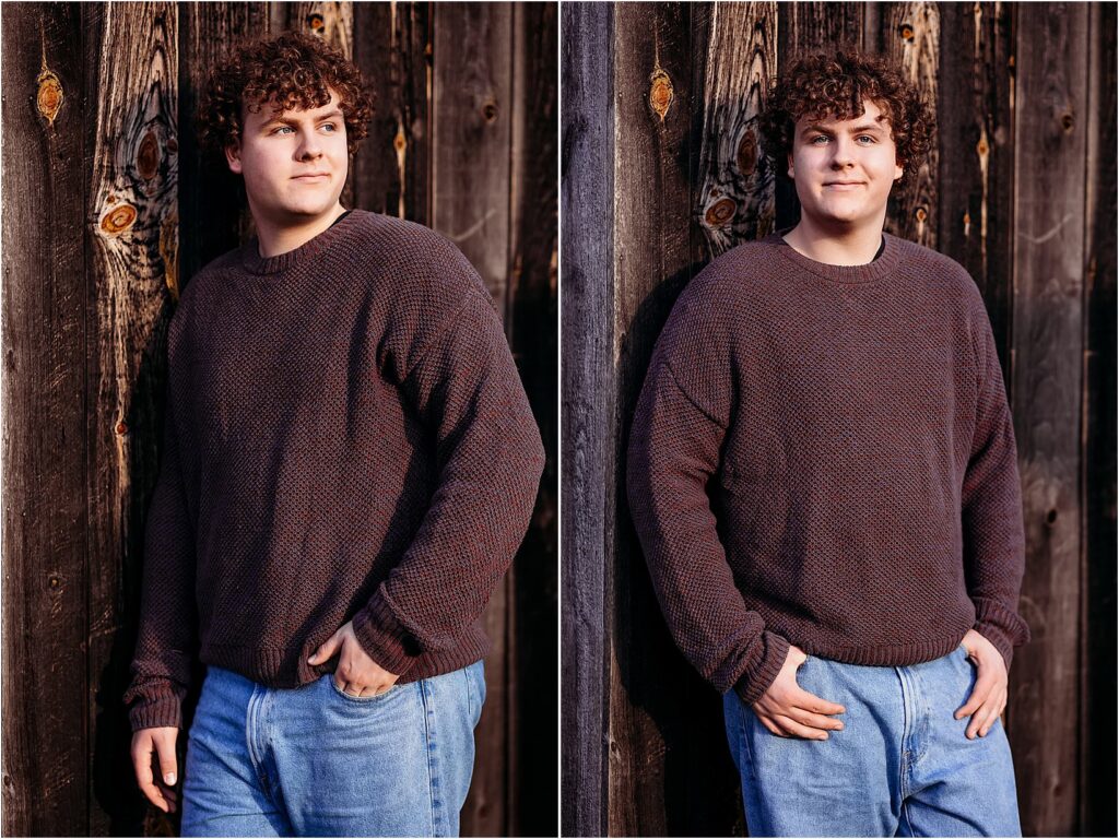 Outdoor senior portraits of a high school senior walking through a sun-drenched meadow with dreamy fall light in Old Saybrook, CT.