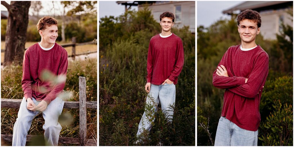 Senior boy portraits showing natural expressions and easygoing style during a Connecticut senior photo session, Connecticut shoreline