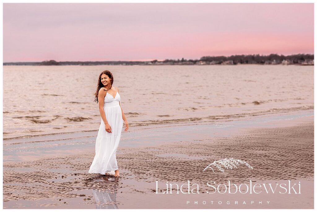 Connecticut shoreline senior portraits — Maddie at sunset by Linda Sobolewski Photography