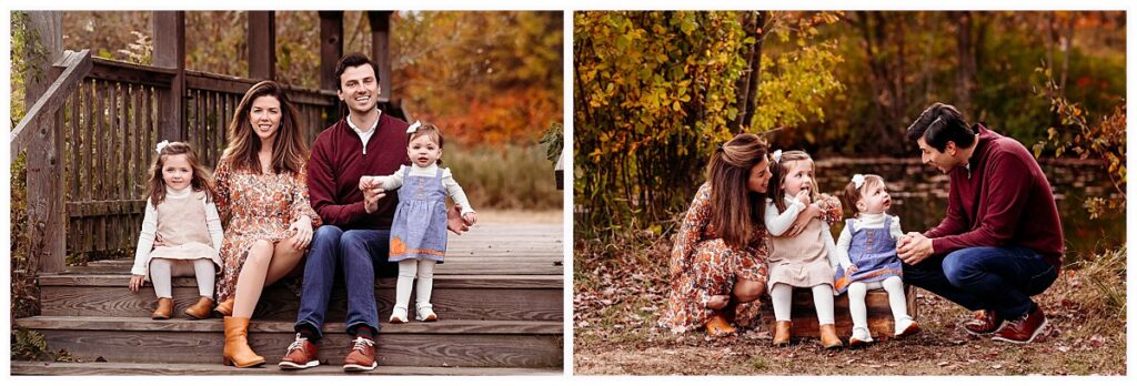 Fall family sessions at Bauer Park showing two families having fun, Old Saybrook CT photographer