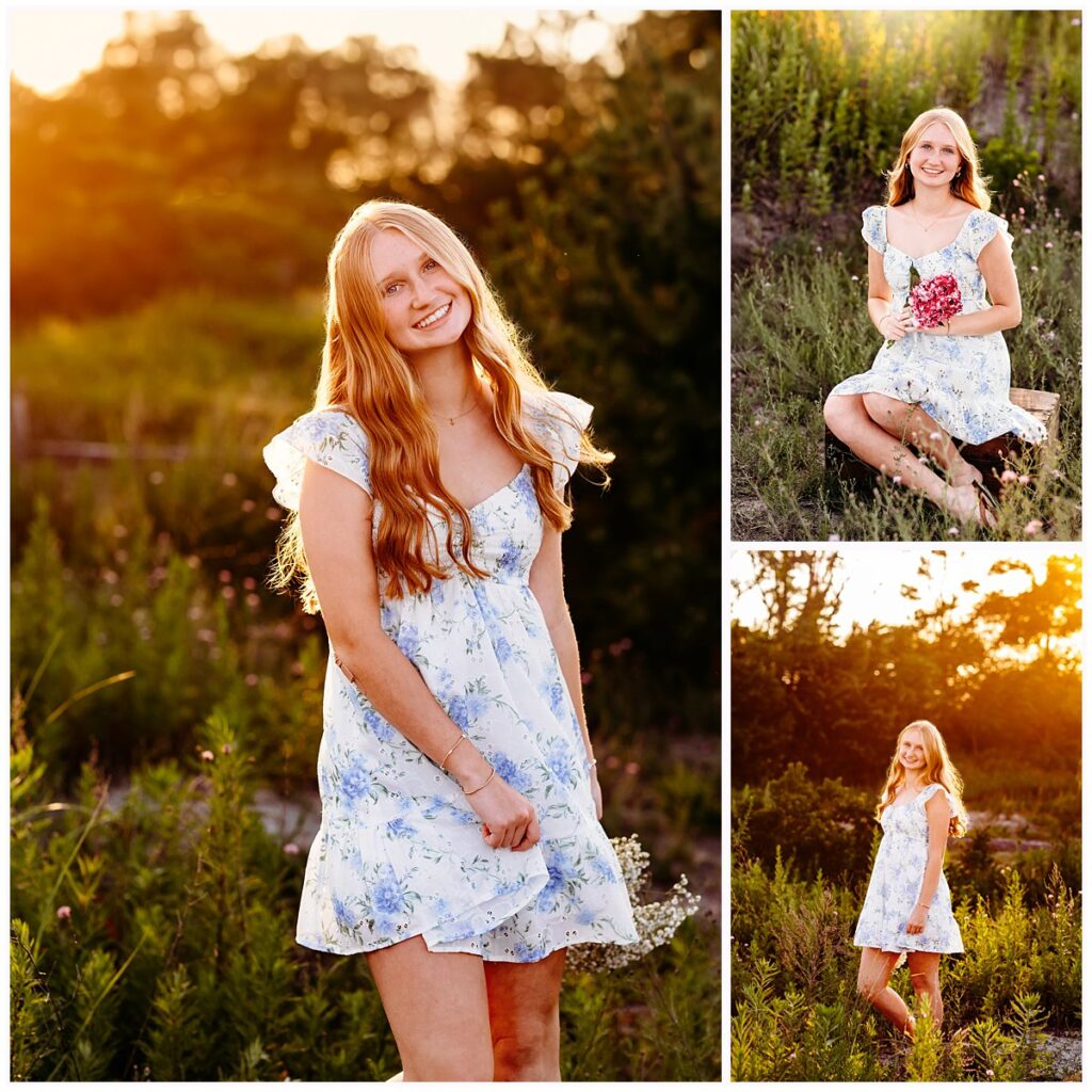 Girl in blue floral dress, CT Best senior photographer